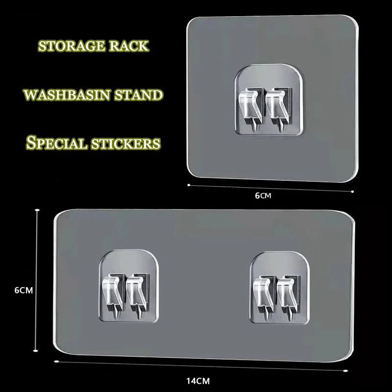 Seamless Waterproof Strong Adhesive Self-adhesive Hook Shelf Sticker For Bathroom Kitchen Wall Shelf Rack Kitchen Storage Rack