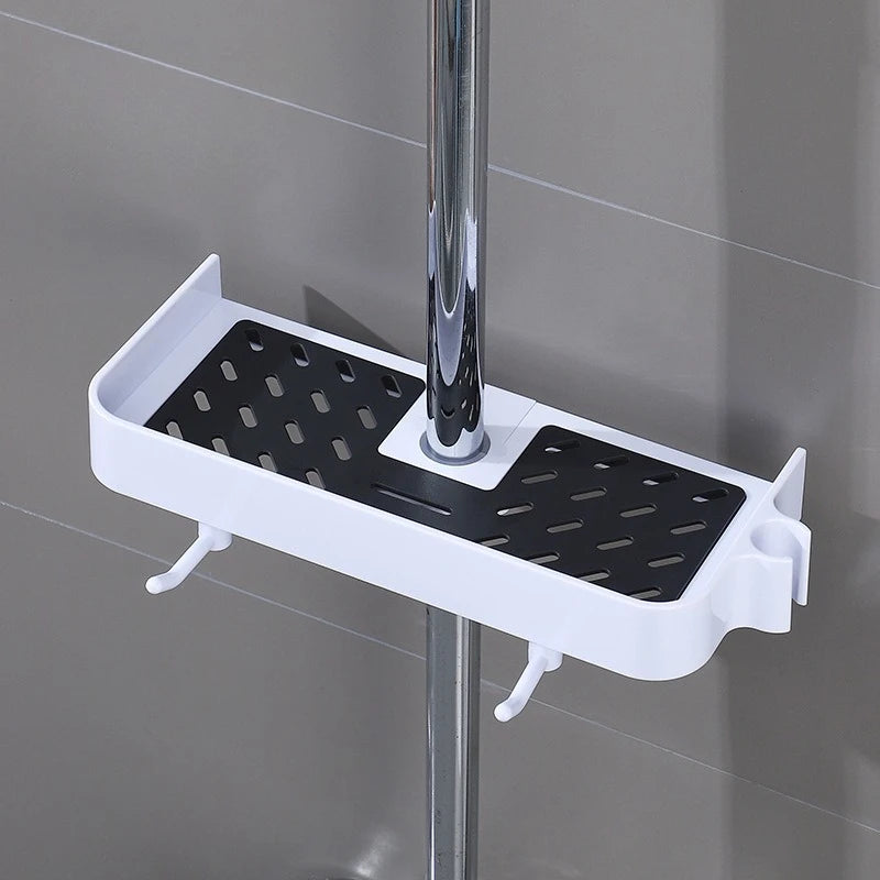 Storage Rack Plastic Perforation-Free Household Lift Stand Shower Gel Storage Rack Bathroom Shower Rod Tray Bathroom Accessories