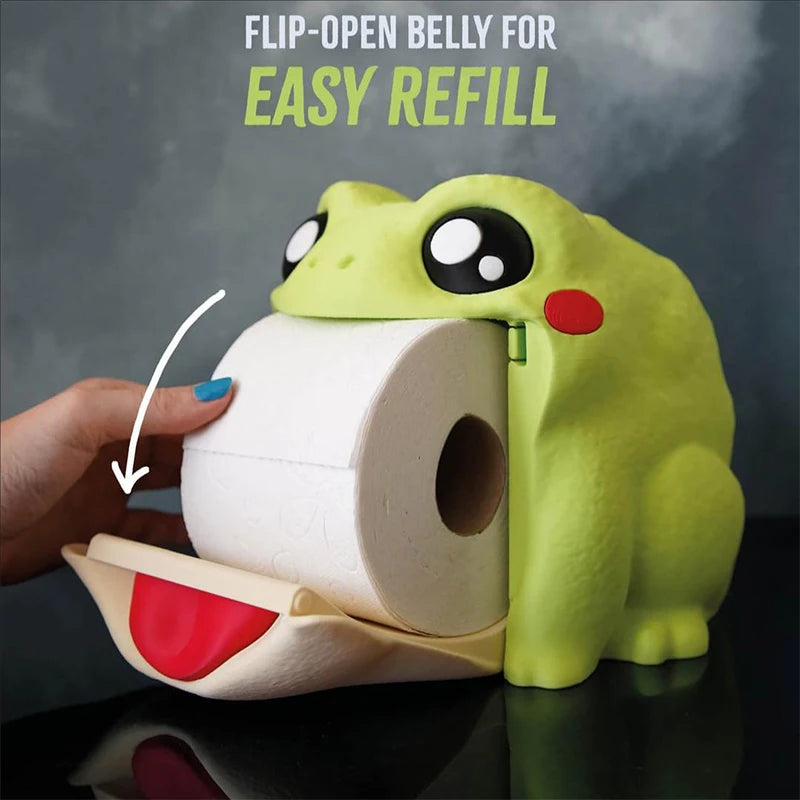 Cute Frog Bathroom Household Roll Paper Holder Living Room Kitchen Bedroom Toilet Big Mouth Tissue Organizer Hanger Home Items