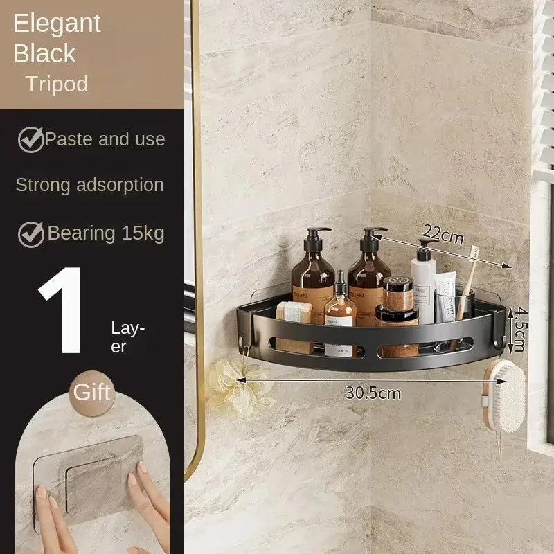 2025 New Shampoo Rack Bathroom Shelf Alloy Makeup Storage Organizer Shower Accessories No Drill Wall Corner Shelf