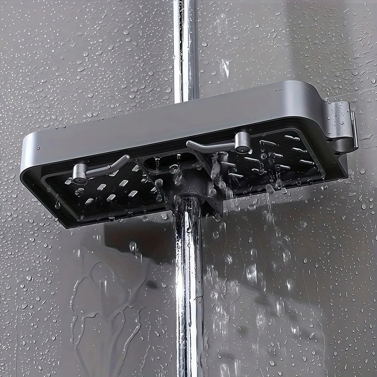 Storage Rack Plastic Perforation-Free Household Lift Stand Shower Gel Storage Rack Bathroom Shower Rod Tray Bathroom Accessories