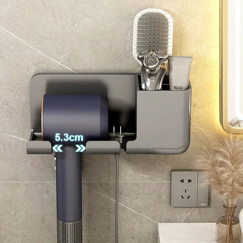 1 Pcs Wall Mounted Hair Dryer Storage Holder Does Not Require Punching Multifunctional Bathroom Hair Dryer Holder Accessories