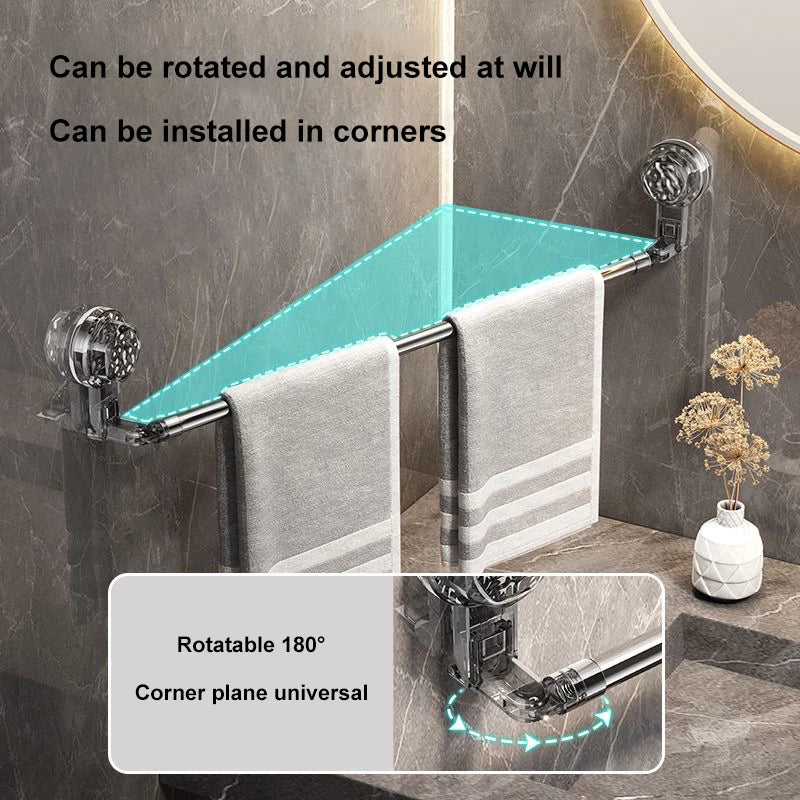 50-100cm Suction Cup Wall Mounted Slipper Towel Rack Non Perforated Bathroom Kitchen Storage Rack Bathroom Double Single-Pole