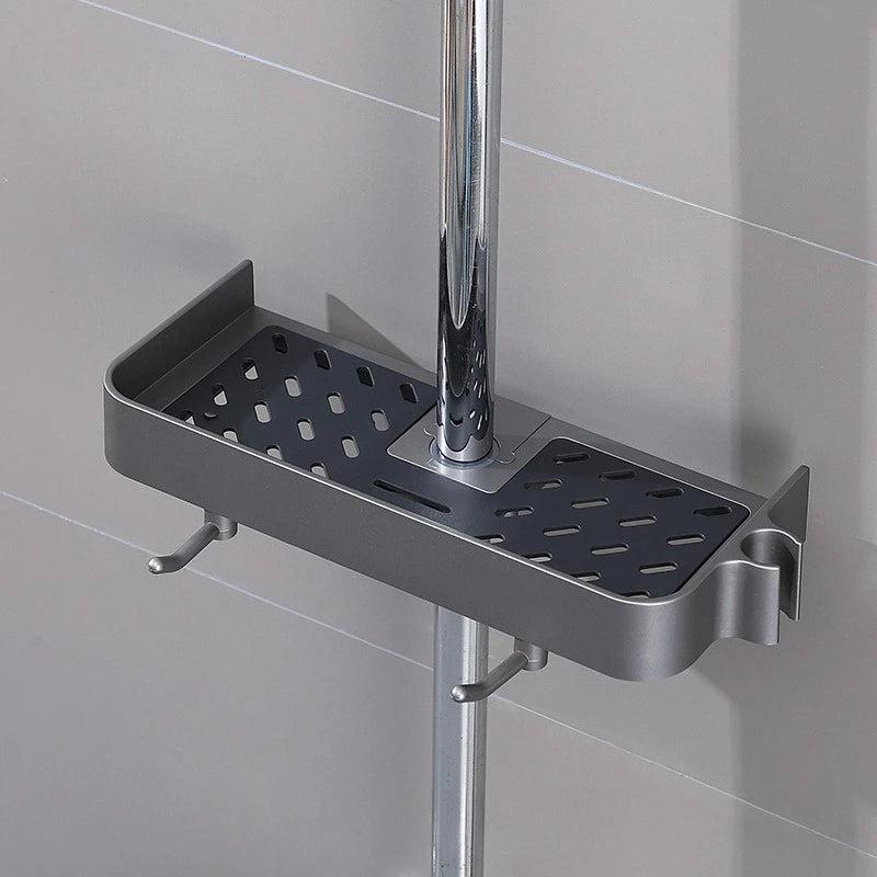 Storage Rack Plastic Perforation-Free Household Lift Stand Shower Gel Storage Rack Bathroom Shower Rod Tray Bathroom Accessories
