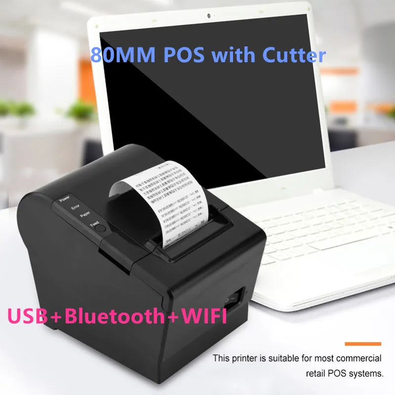 Cheapest Bluetooth Ethernet USB POS 80MM thermal billing receipt printer with auto cutter andorid and win10