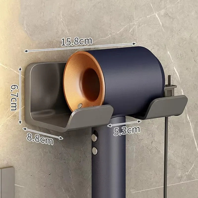 1 Pcs Wall Mounted Hair Dryer Storage Holder Does Not Require Punching Multifunctional Bathroom Hair Dryer Holder Accessories