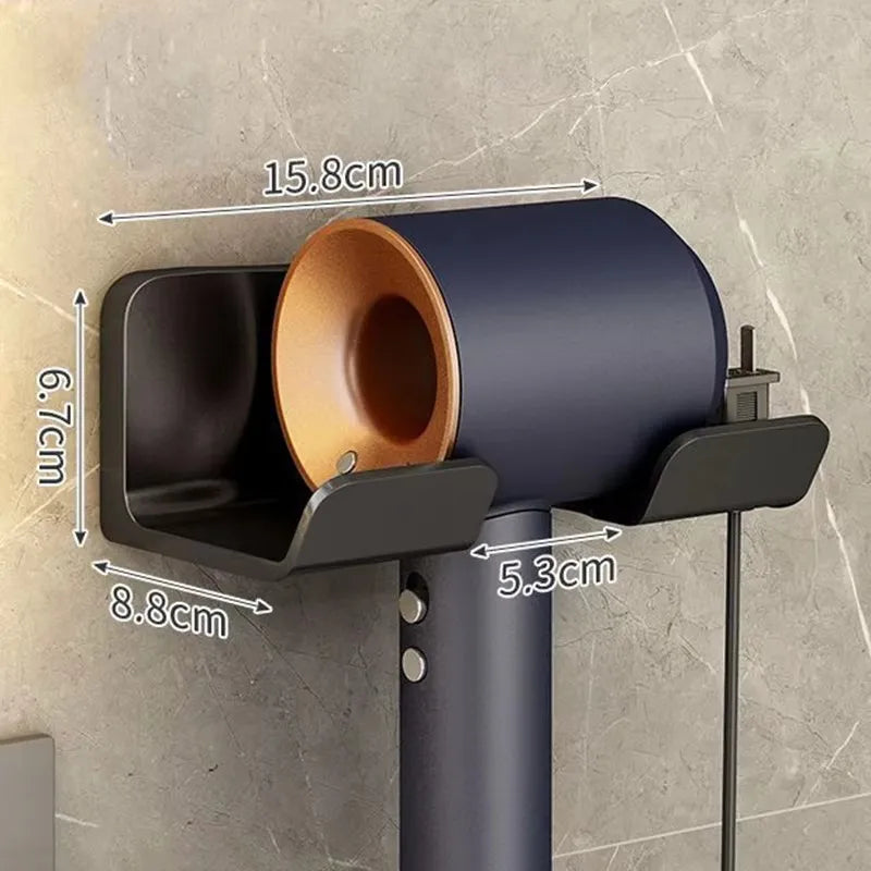 1 Pcs Wall Mounted Hair Dryer Storage Holder Does Not Require Punching Multifunctional Bathroom Hair Dryer Holder Accessories