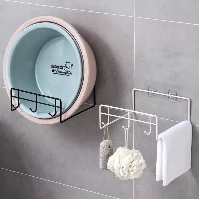 Seamless Waterproof Strong Adhesive Self-adhesive Hook Shelf Sticker For Bathroom Kitchen Wall Shelf Rack Kitchen Storage Rack