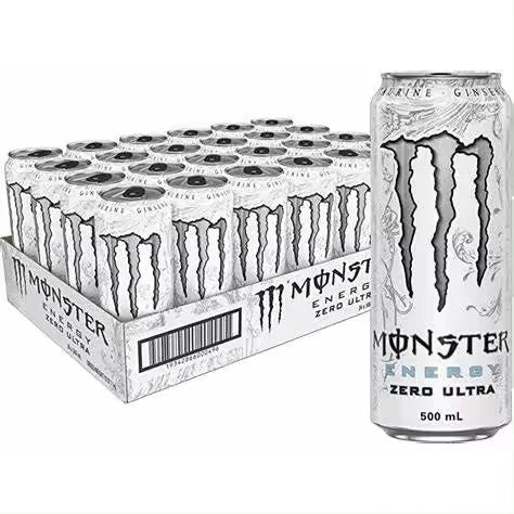 Monster energy ultra white sugar-free energy drink, crazy handle energy drink, original energy drink, 24*500 ml