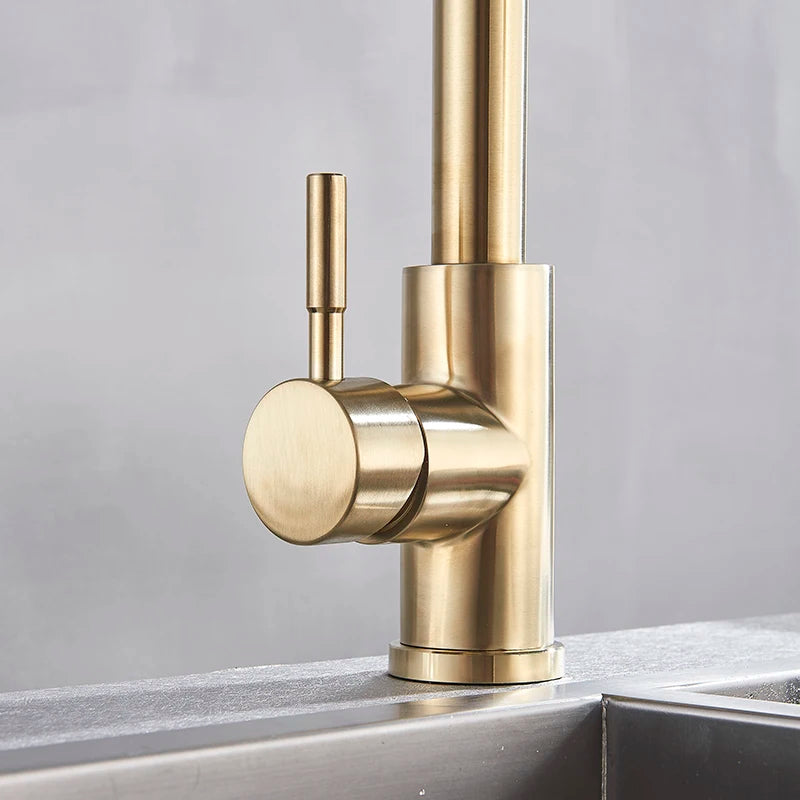 SHBSHAIMY Nickle Gold Kitchen Faucets Stainless Steel Pull Down  Stream Sprayer Deck Mount  Water Sink Taps Black Brushed