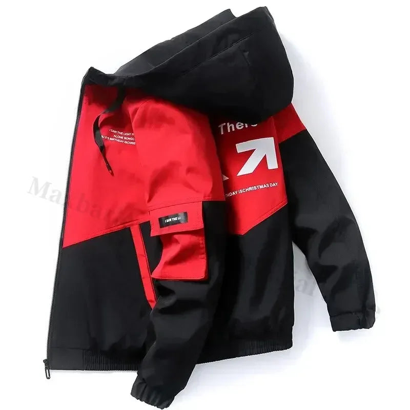 Men's Coat Casual Korean Style Spring Fashionable Thin Topmen's Jacket Hood Student Workwear Jacket Harajuku Street Clothing