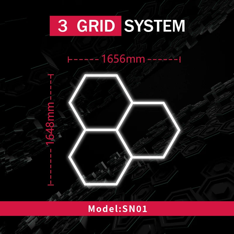 Honeycomb Led Light Garage Light Hexagon Led Lamp Tube Ceiling Lighting for Auto Car Body Repair Workshop