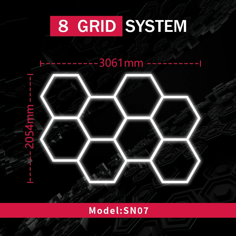 Honeycomb Led Light Garage Light Hexagon Led Lamp Tube Ceiling Lighting for Auto Car Body Repair Workshop