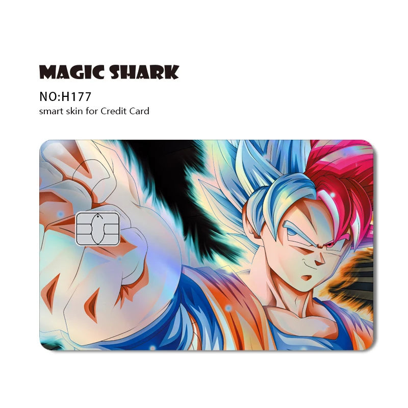 Magic Shark Dragons Balls Goku Vegeta Cool Shinny Holographic Laser Credit Debit Card Sticker Film Front Skin Cover