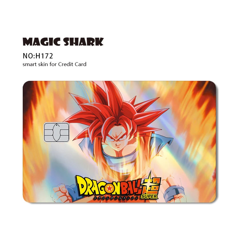 Magic Shark Dragons Balls Goku Vegeta Cool Shinny Holographic Laser Credit Debit Card Sticker Film Front Skin Cover