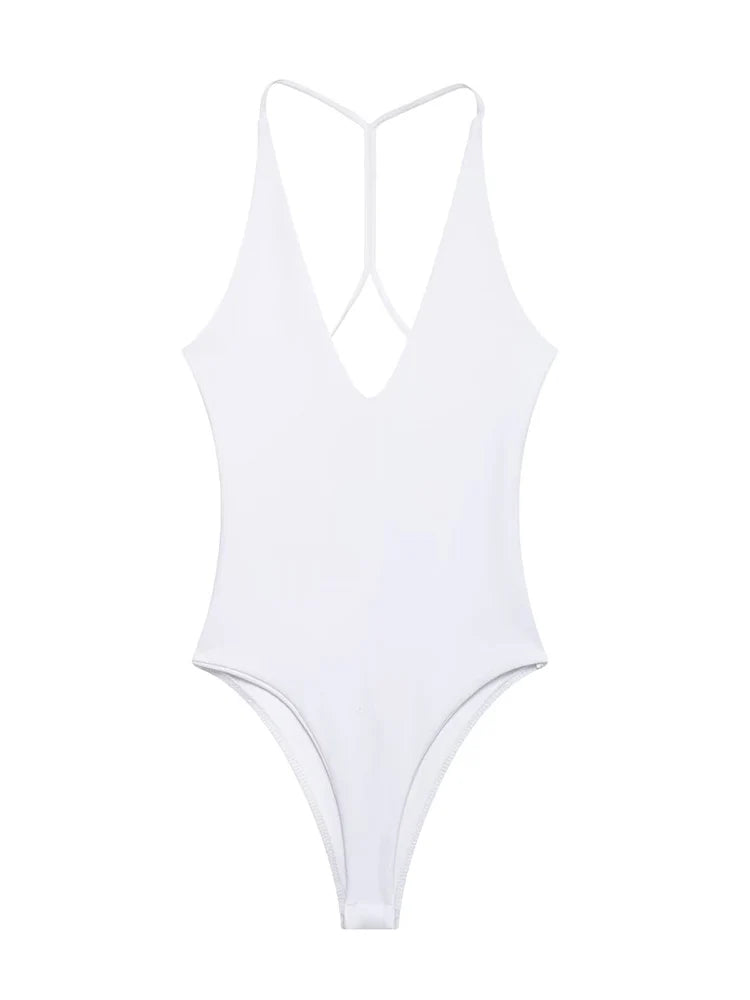 TFMLN Women Solid Bodysuit Sexy Backless Fashion Slim Women Top Chic V Neck Sling Body Suits Summer Female  High Street Outwear
