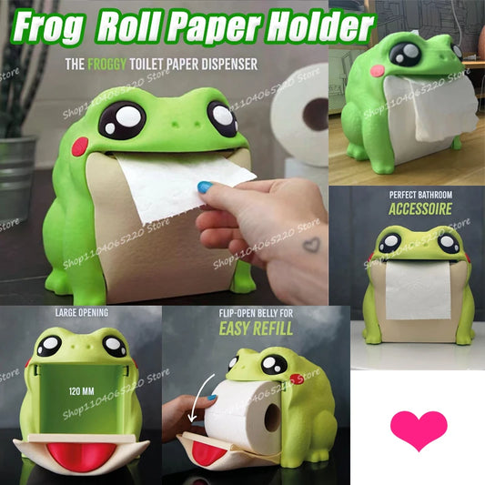Cute Frog Bathroom Household Roll Paper Holder Living Room Kitchen Bedroom Toilet Big Mouth Tissue Organizer Hanger Home Items
