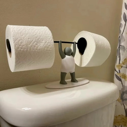 1Pc Funny Weightlifting Toilet Paper Holder Gym-Themed Bathroom Roll Dispenser Storage Rack for Towels Essentials Humorous Decor