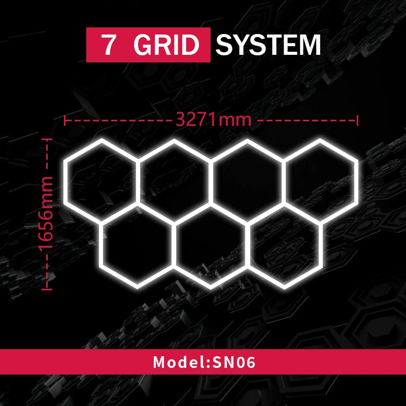 Honeycomb Led Light Garage Light Hexagon Led Lamp Tube Ceiling Lighting for Auto Car Body Repair Workshop