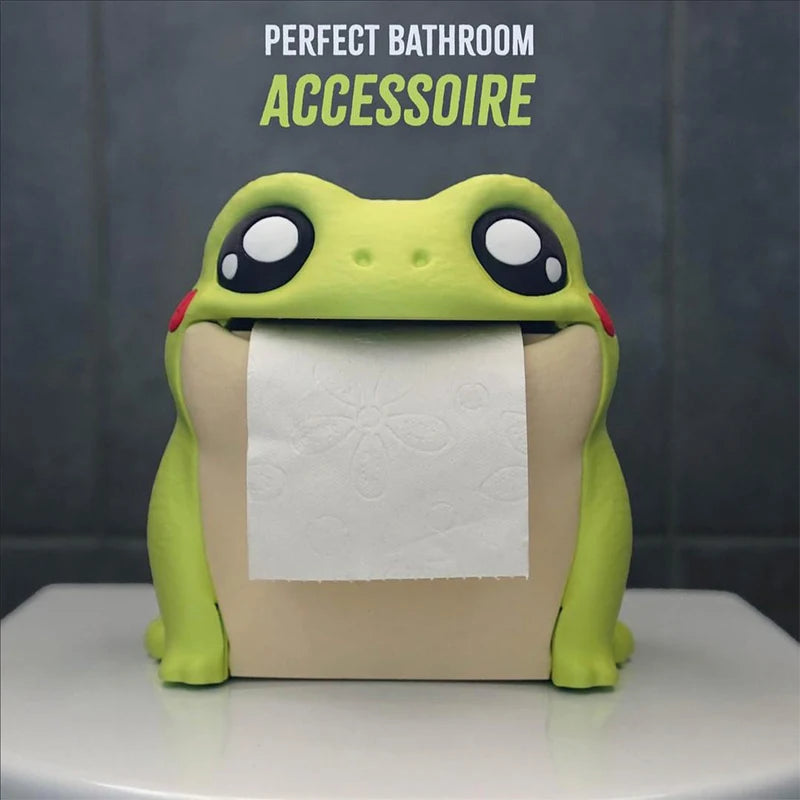 Cute Frog Bathroom Household Roll Paper Holder Living Room Kitchen Bedroom Toilet Big Mouth Tissue Organizer Hanger Home Items