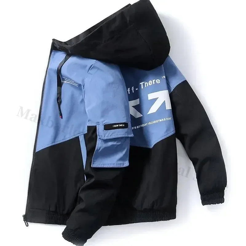 Men's Coat Casual Korean Style Spring Fashionable Thin Topmen's Jacket Hood Student Workwear Jacket Harajuku Street Clothing