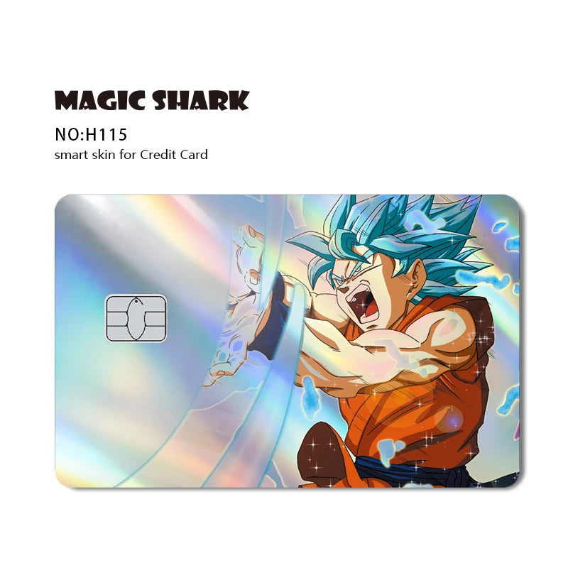 Magic Shark Dragons Balls Goku Vegeta Cool Shinny Holographic Laser Credit Debit Card Sticker Film Front Skin Cover