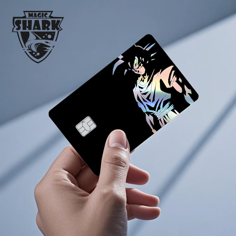 Magic Shark Dragons Balls Goku Vegeta Cool Shinny Holographic Laser Credit Debit Card Sticker Film Front Skin Cover