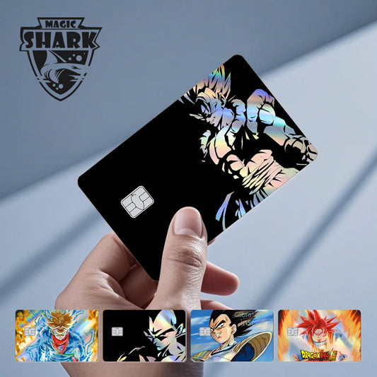 Magic Shark Dragons Balls Goku Vegeta Cool Shinny Holographic Laser Credit Debit Card Sticker Film Front Skin Cover