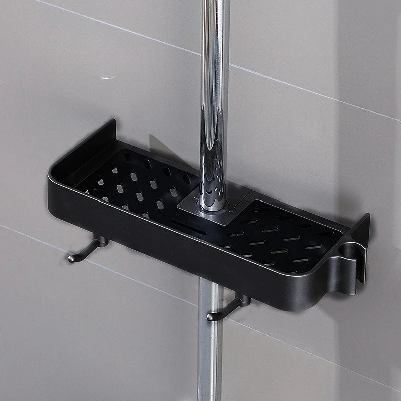 Storage Rack Plastic Perforation-Free Household Lift Stand Shower Gel Storage Rack Bathroom Shower Rod Tray Bathroom Accessories
