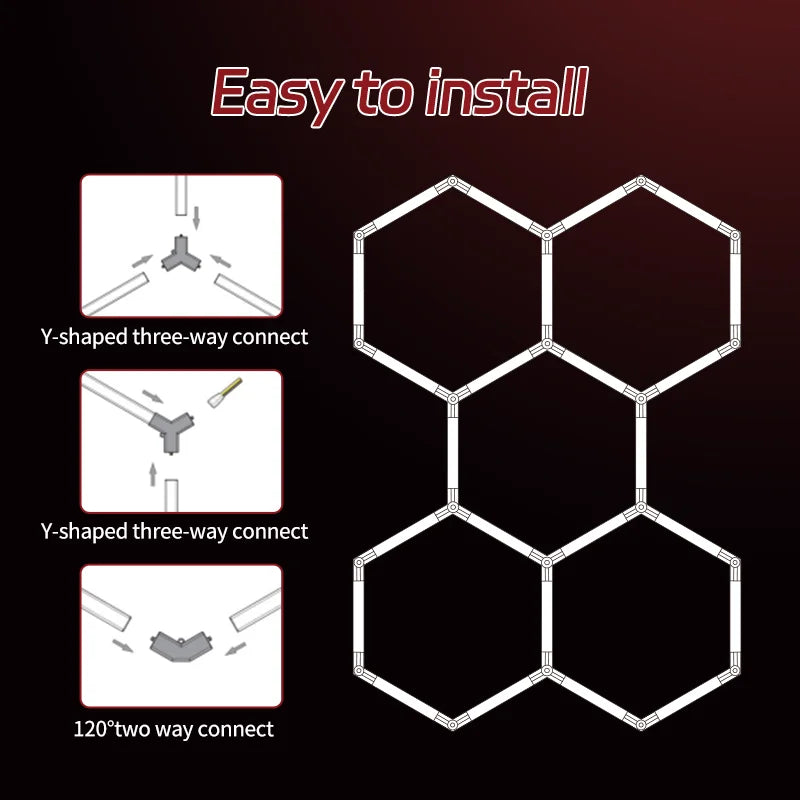 Honeycomb Led Light Garage Light Hexagon Led Lamp Tube Ceiling Lighting for Auto Car Body Repair Workshop