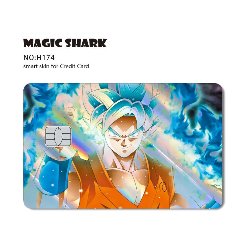 Magic Shark Dragons Balls Goku Vegeta Cool Shinny Holographic Laser Credit Debit Card Sticker Film Front Skin Cover