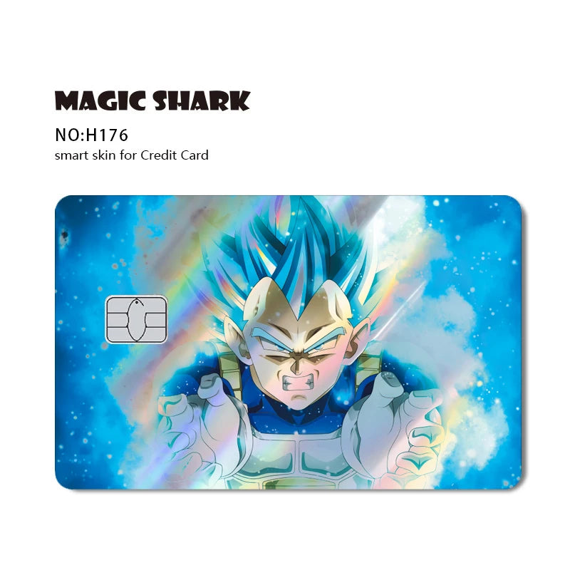 Magic Shark Dragons Balls Goku Vegeta Cool Shinny Holographic Laser Credit Debit Card Sticker Film Front Skin Cover
