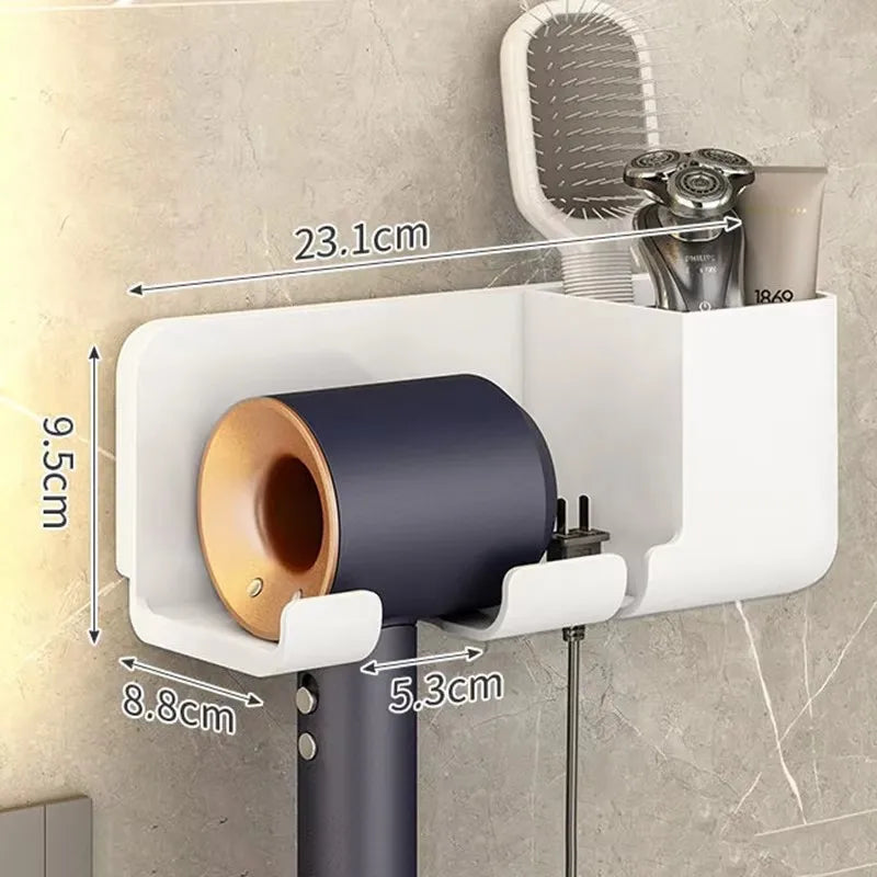 1 Pcs Wall Mounted Hair Dryer Storage Holder Does Not Require Punching Multifunctional Bathroom Hair Dryer Holder Accessories