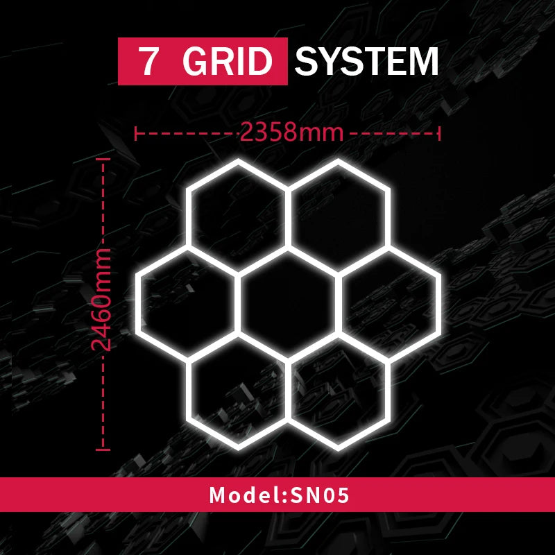 Honeycomb Led Light Garage Light Hexagon Led Lamp Tube Ceiling Lighting for Auto Car Body Repair Workshop