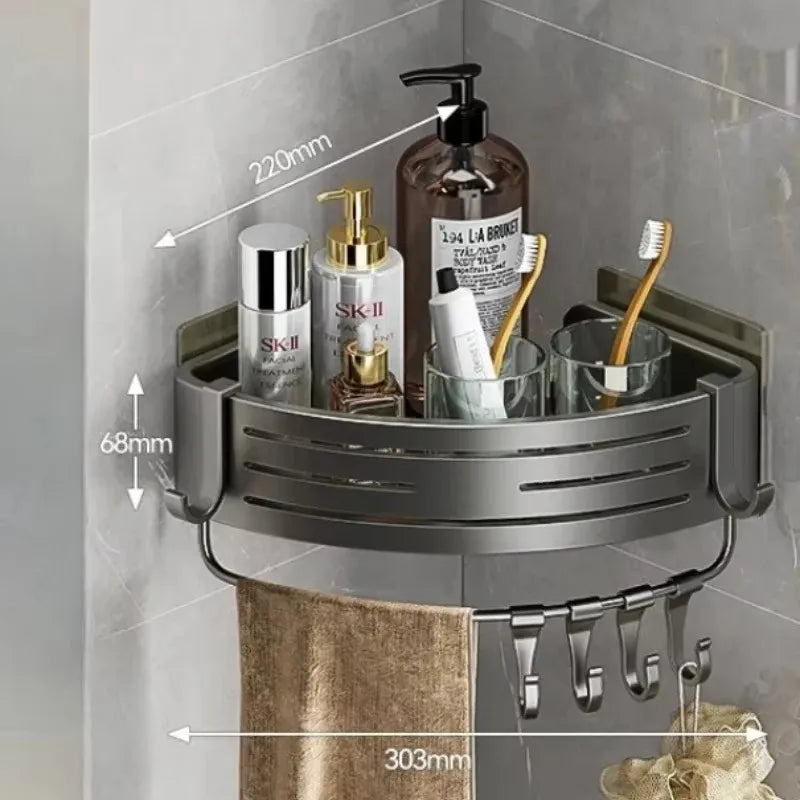 2025 New Shampoo Rack  Bathroom Shelf  Alloy Makeup Storage Organizer Shower  Accessories No Drill Wall Corner Shelf