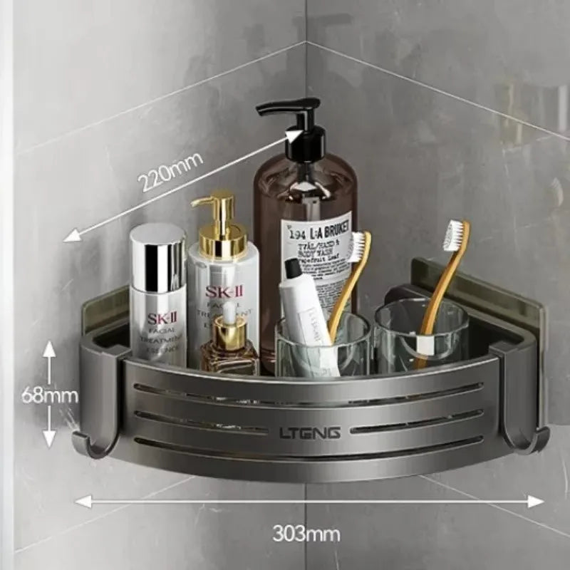 2025 New Shampoo Rack  Bathroom Shelf  Alloy Makeup Storage Organizer Shower  Accessories No Drill Wall Corner Shelf