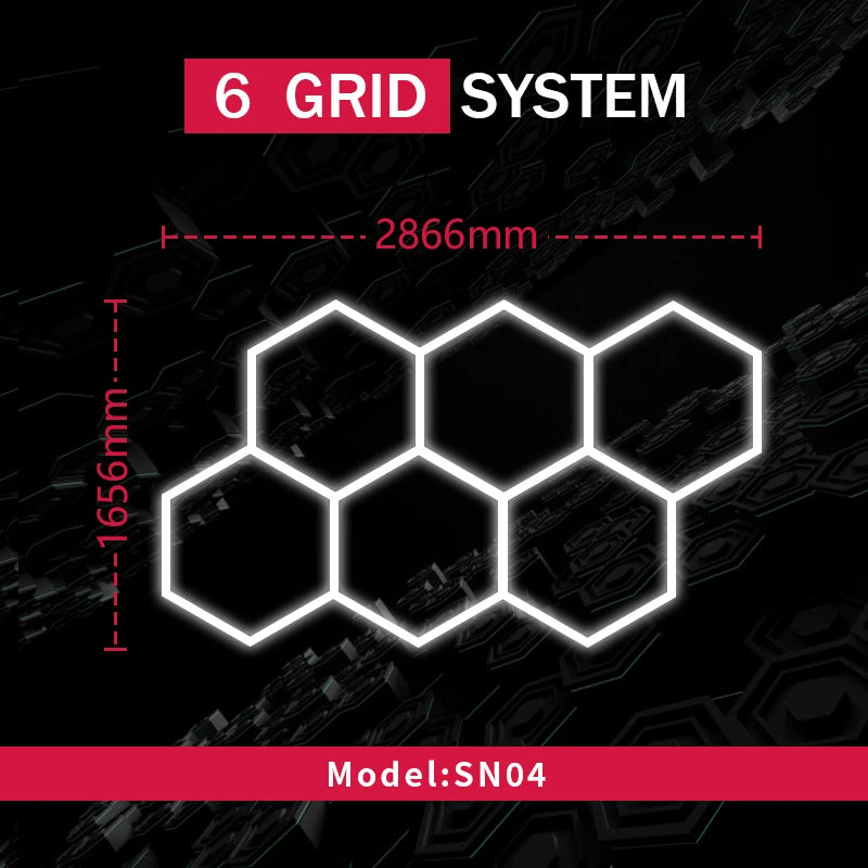Honeycomb Led Light Garage Light Hexagon Led Lamp Tube Ceiling Lighting for Auto Car Body Repair Workshop