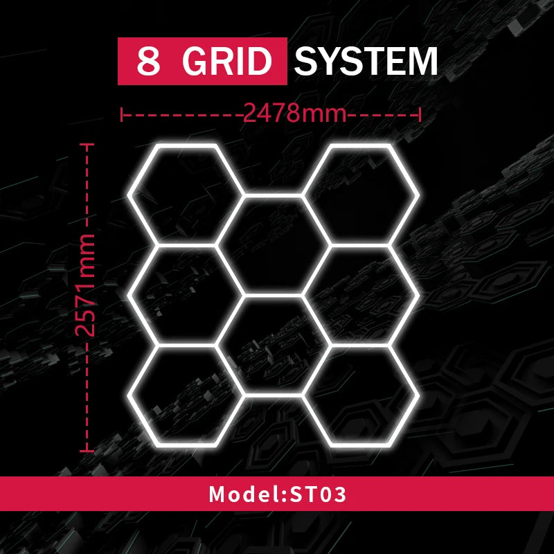 Honeycomb Led Light Garage Light Hexagon Led Lamp Tube Ceiling Lighting for Auto Car Body Repair Workshop