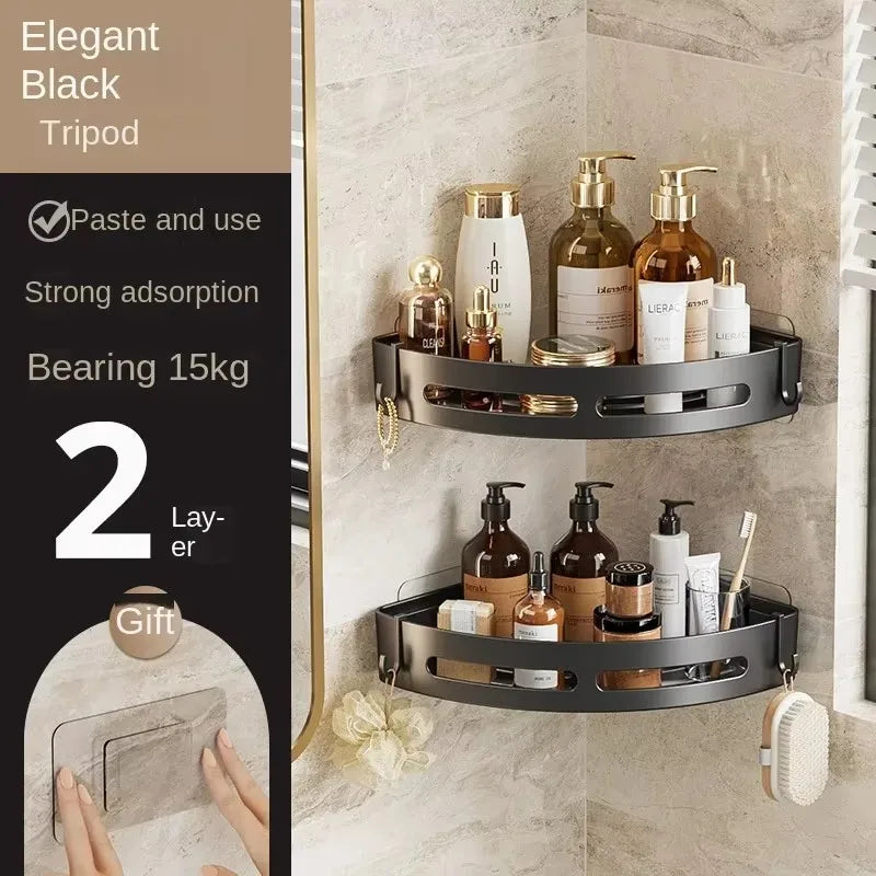 2025 New Shampoo Rack  Bathroom Shelf  Alloy Makeup Storage Organizer Shower  Accessories No Drill Wall Corner Shelf