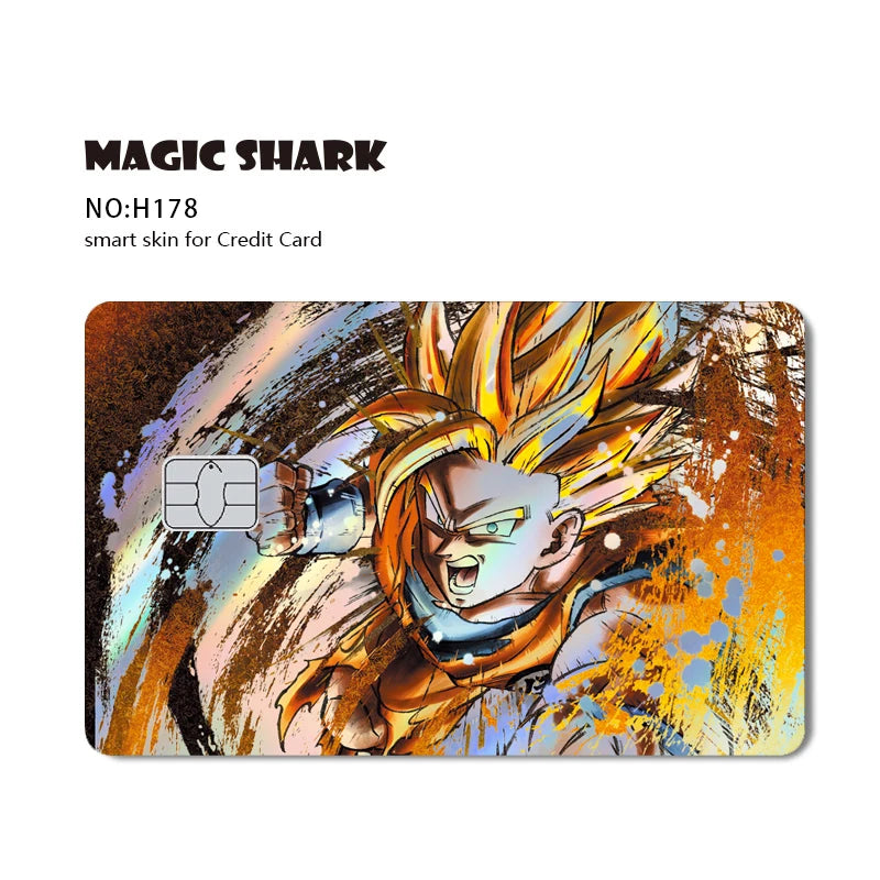 Magic Shark Dragons Balls Goku Vegeta Cool Shinny Holographic Laser Credit Debit Card Sticker Film Front Skin Cover