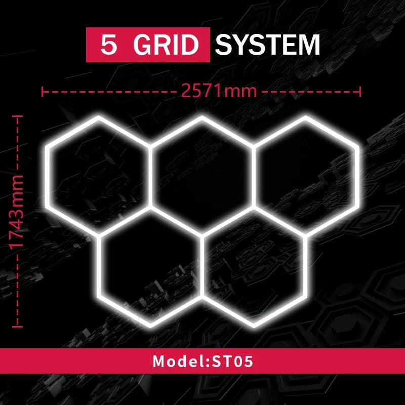 Honeycomb Led Light Garage Light Hexagon Led Lamp Tube Ceiling Lighting for Auto Car Body Repair Workshop