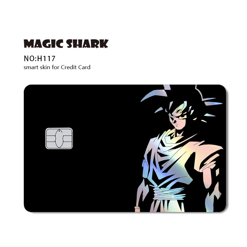 Magic Shark Dragons Balls Goku Vegeta Cool Shinny Holographic Laser Credit Debit Card Sticker Film Front Skin Cover