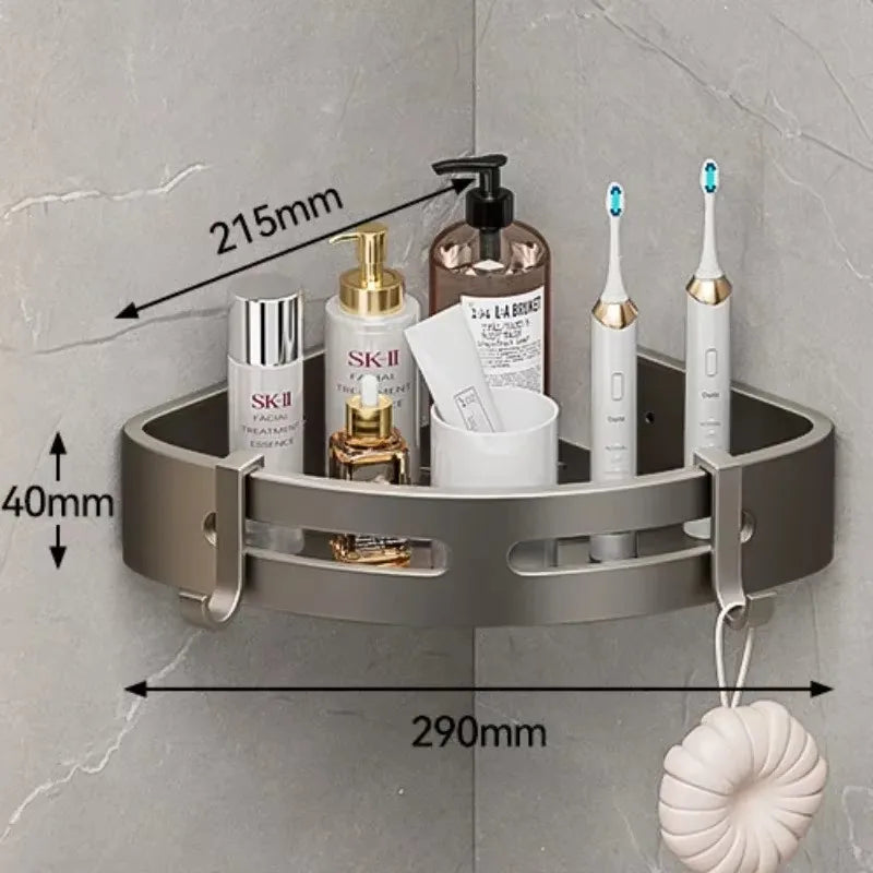 2025 New Shampoo Rack  Bathroom Shelf  Alloy Makeup Storage Organizer Shower  Accessories No Drill Wall Corner Shelf