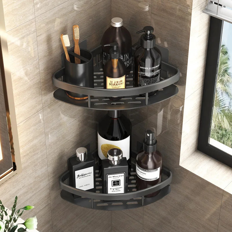 2025 New Shampoo Rack  Bathroom Shelf  Alloy Makeup Storage Organizer Shower  Accessories No Drill Wall Corner Shelf