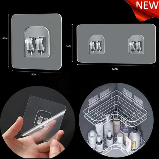 Seamless Waterproof Strong Adhesive Self-adhesive Hook Shelf Sticker For Bathroom Kitchen Wall Shelf Rack Kitchen Storage Rack