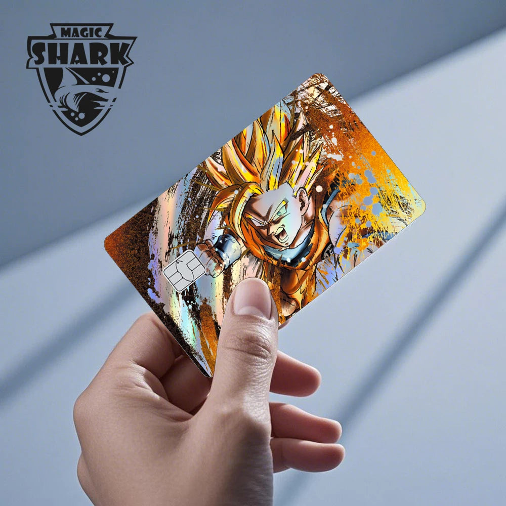 Magic Shark Dragons Balls Goku Vegeta Cool Shinny Holographic Laser Credit Debit Card Sticker Film Front Skin Cover