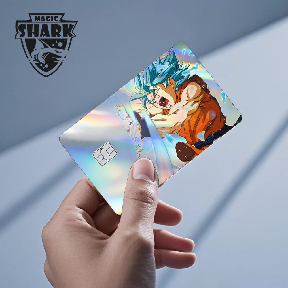 Magic Shark Dragons Balls Goku Vegeta Cool Shinny Holographic Laser Credit Debit Card Sticker Film Front Skin Cover