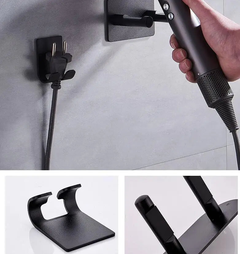 Waterproof Wall-Mounted Hair Dryer Organizer Space-Saving, and Durable, Ideal for a Clutter-Free Bathroom,Hair Dryer Holder