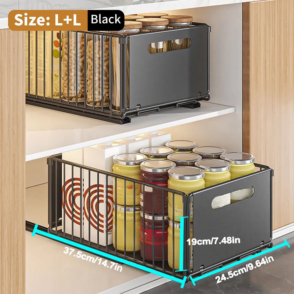 2 Tier Under Sink Pull Out Cabinet Organizer Height Adjustable Kitchen Storage Rack Spice Jar Storage Rack Slide Out Drawer