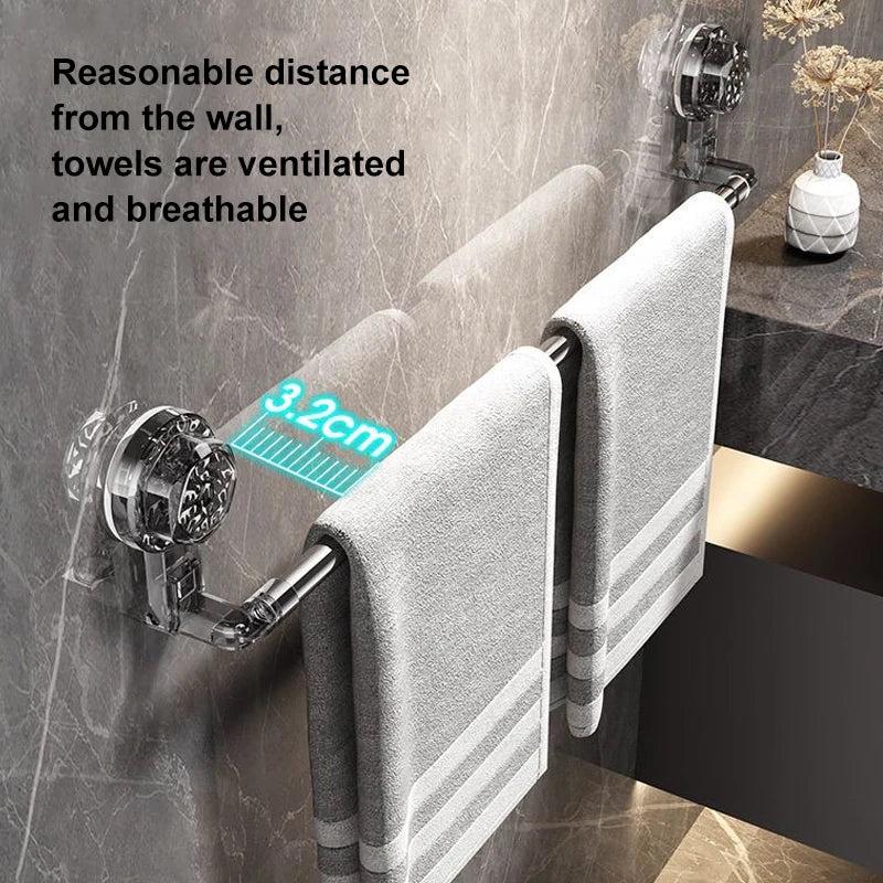 50-100cm Suction Cup Wall Mounted Slipper Towel Rack Non Perforated Bathroom Kitchen Storage Rack Bathroom Double Single-Pole